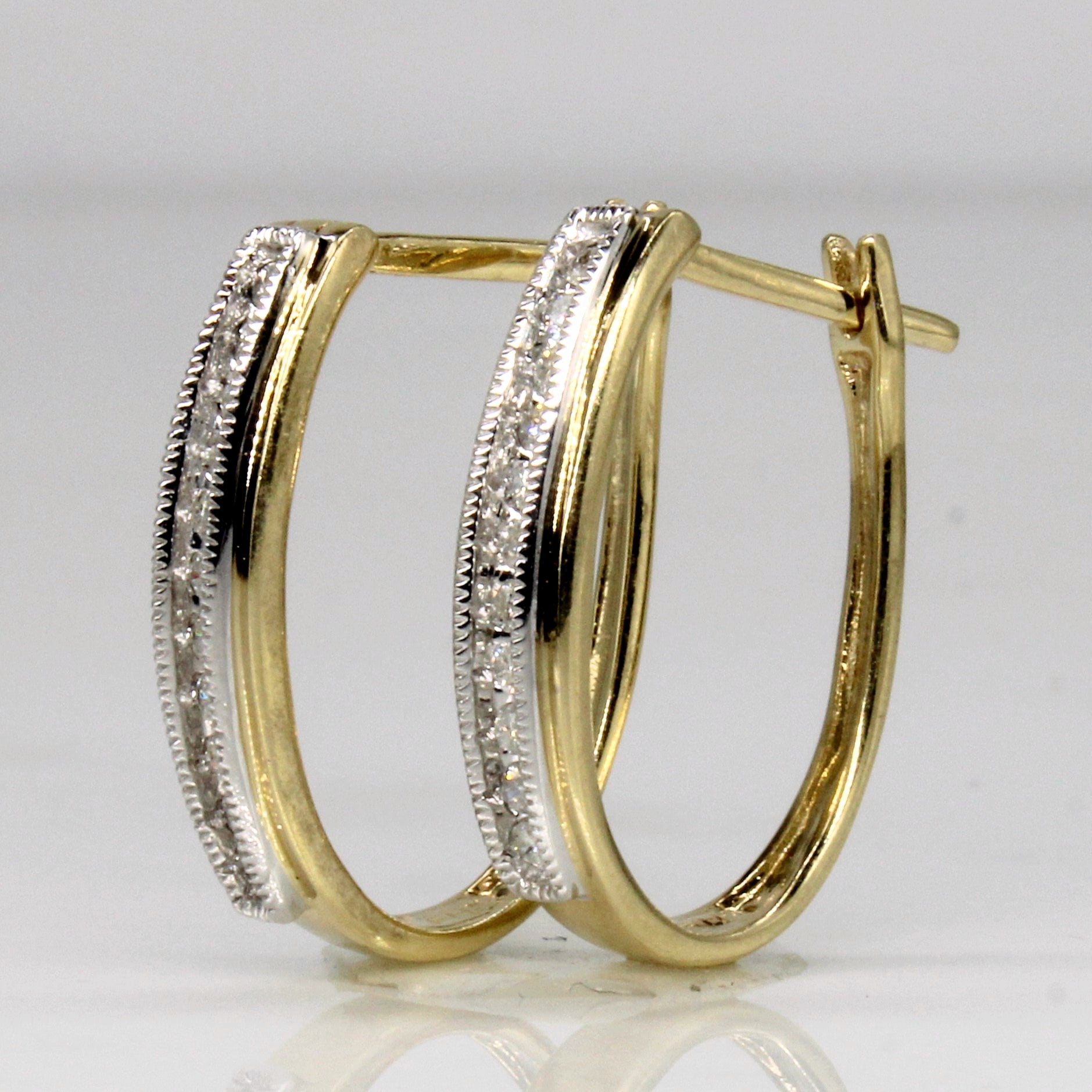 Diamond Oval Hoop Earrings | 0.22ctw |