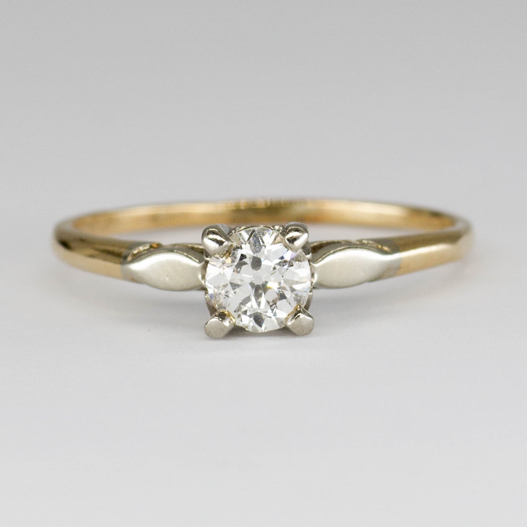 Bague de fiançailles en diamant taille ancienne européenne | 0,46 ct | Taille 8,75 | 