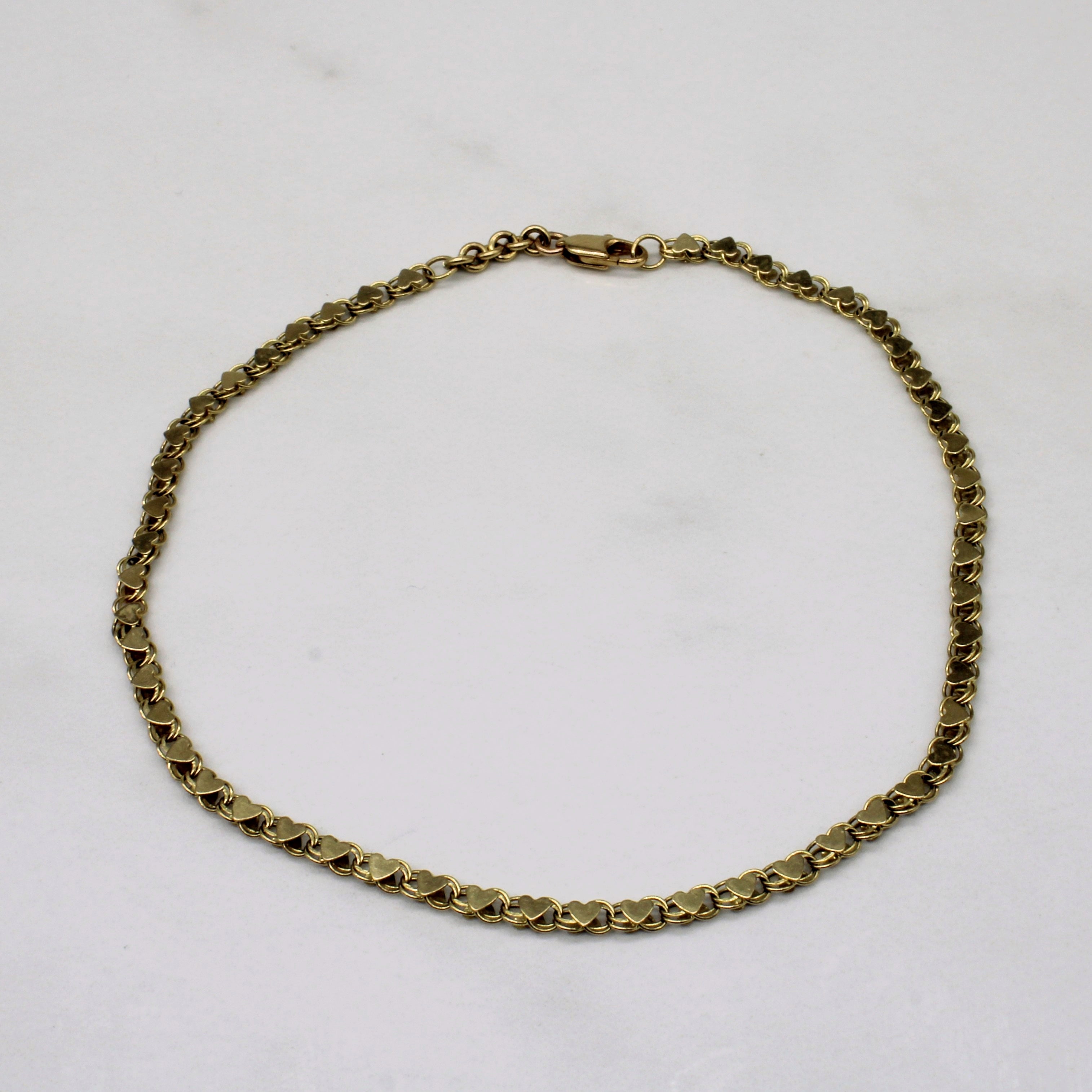 14k Yellow Gold Heart Link Bracelet | 9.5" |