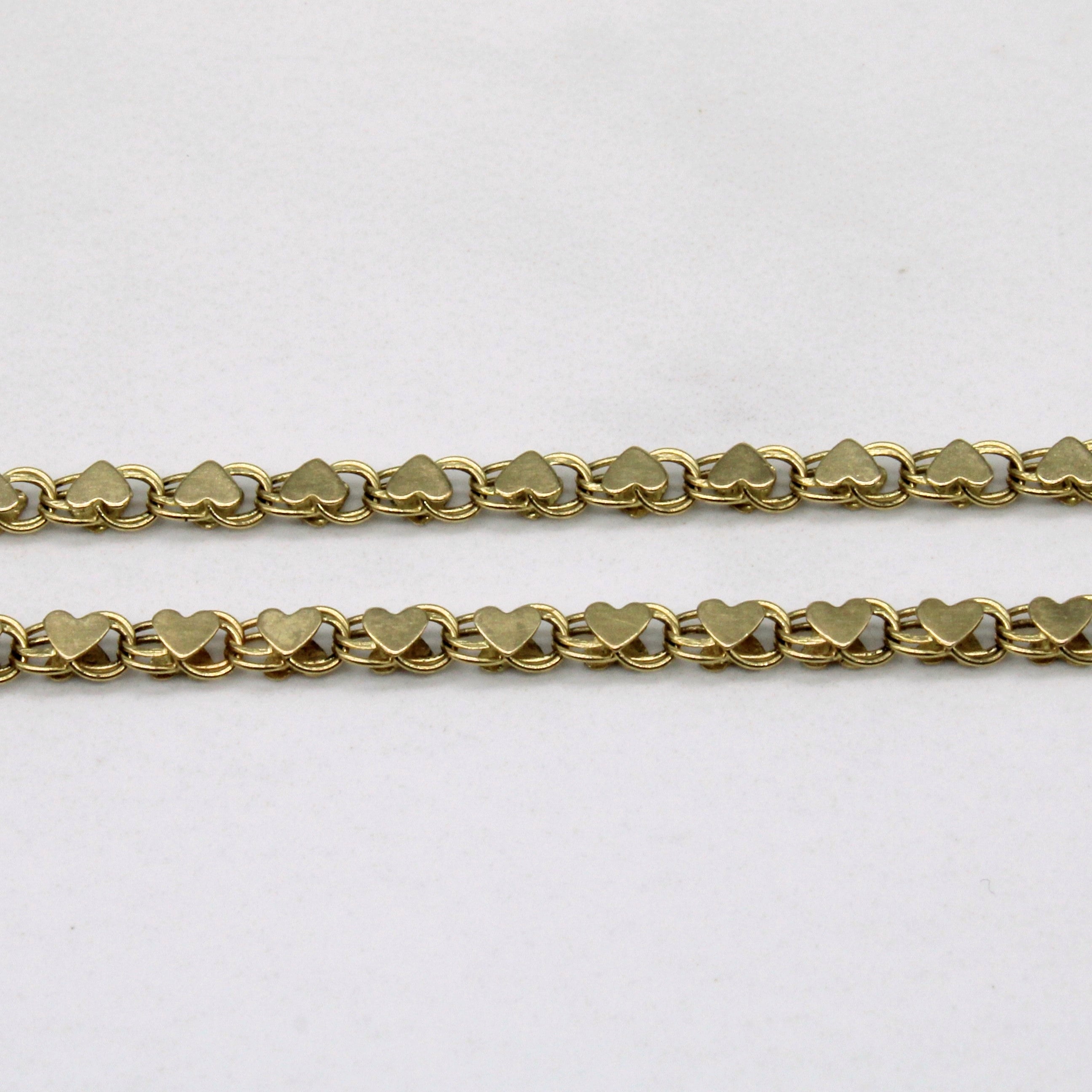 14k Yellow Gold Heart Link Bracelet | 9.5" |