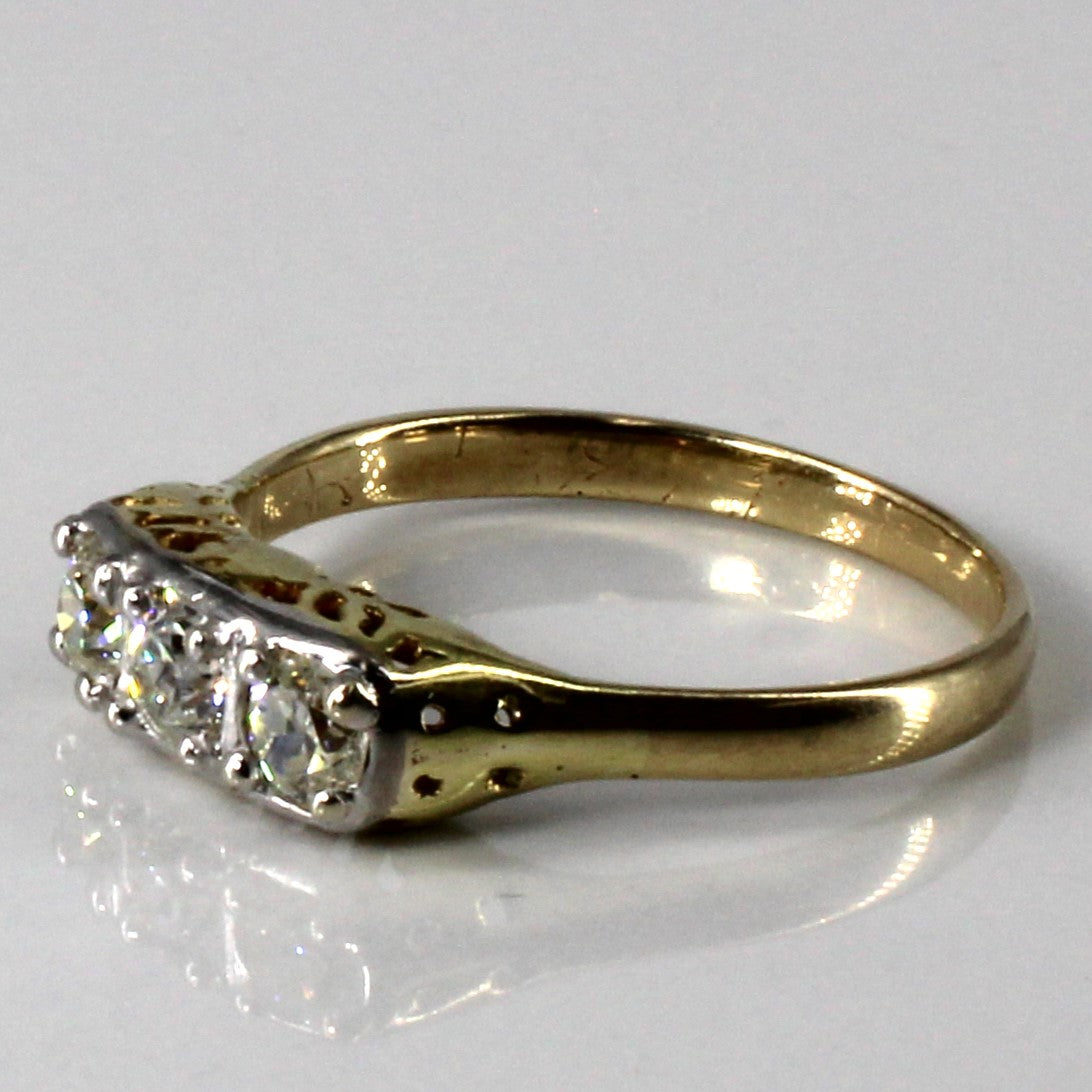 Three Stone Diamond Vintage Ring | 0.79ctw | SZ 9 |