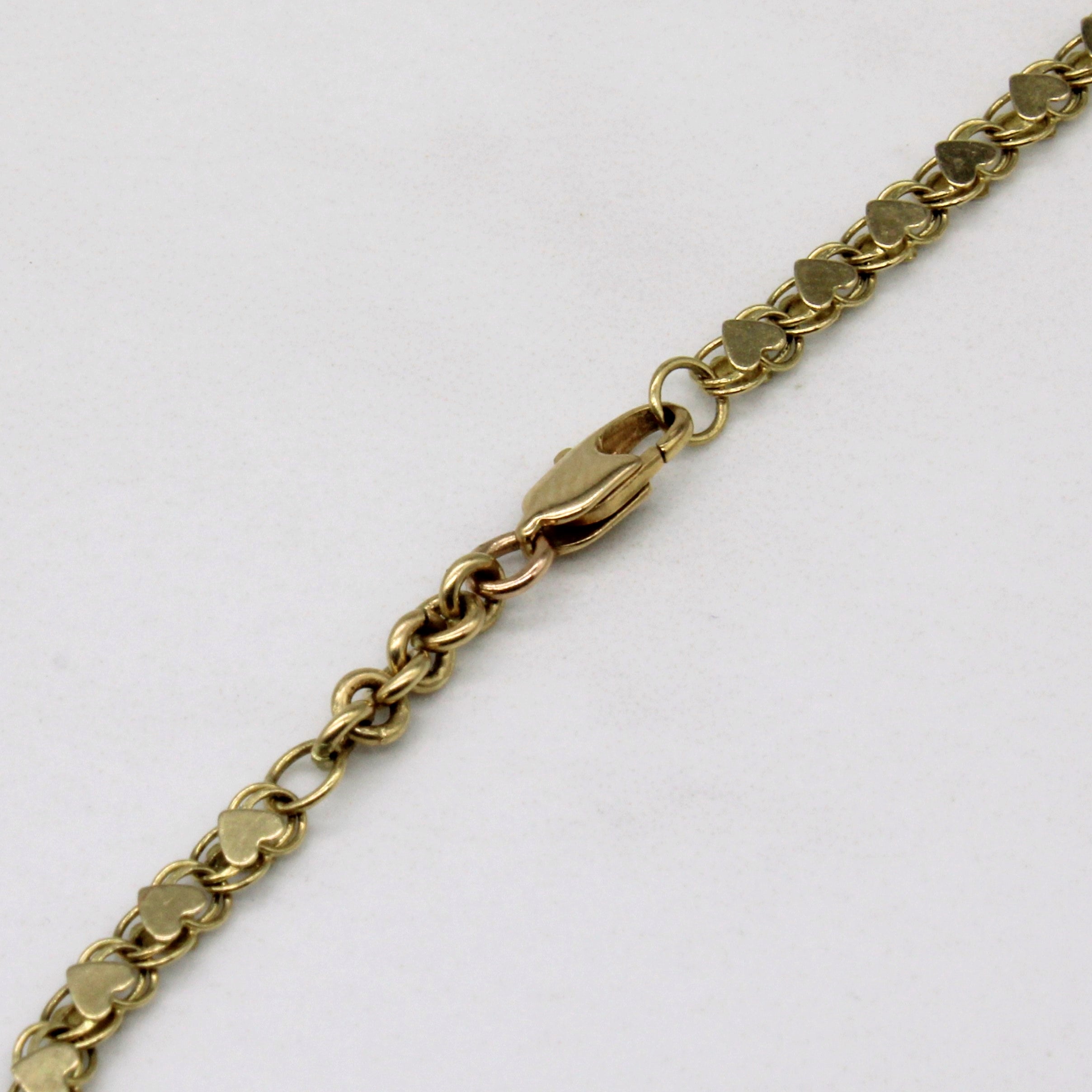 14k Yellow Gold Heart Link Bracelet | 9.5" |