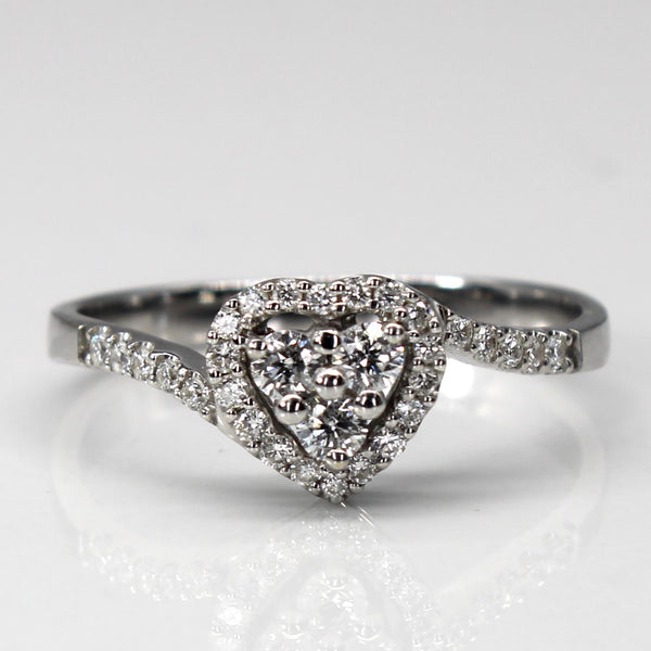 Heart Design Cluster Diamond Ring | 0.26ctw | SZ 7.5 |