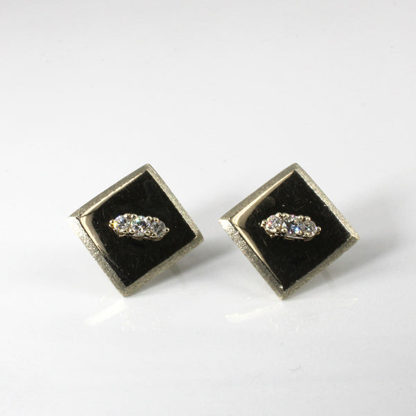 Three Stone Diamond Square Shaped Earrings | 0.66ctw |