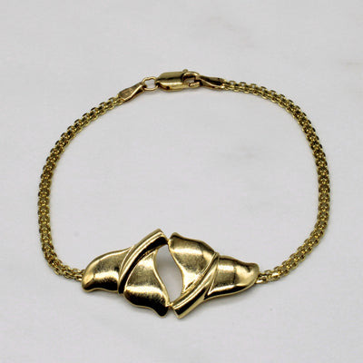 14k Yellow Gold Dolphin Tail Bracelet | 7