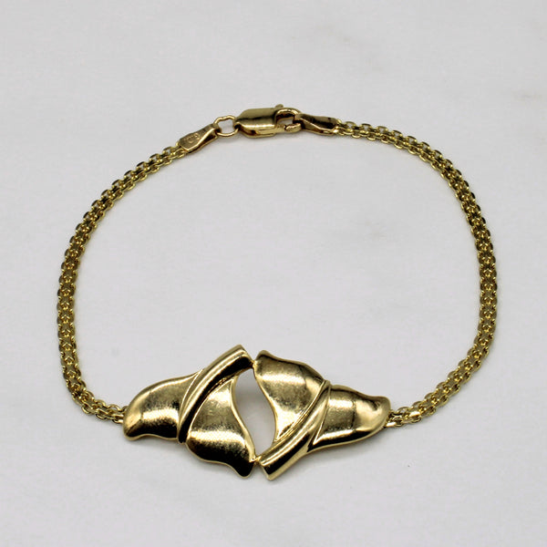 14k Yellow Gold Dolphin Tail Bracelet | 7