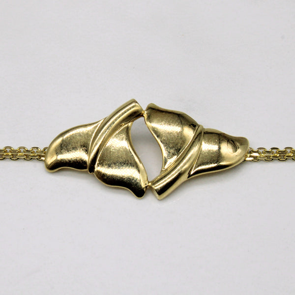 14k Yellow Gold Dolphin Tail Bracelet | 7