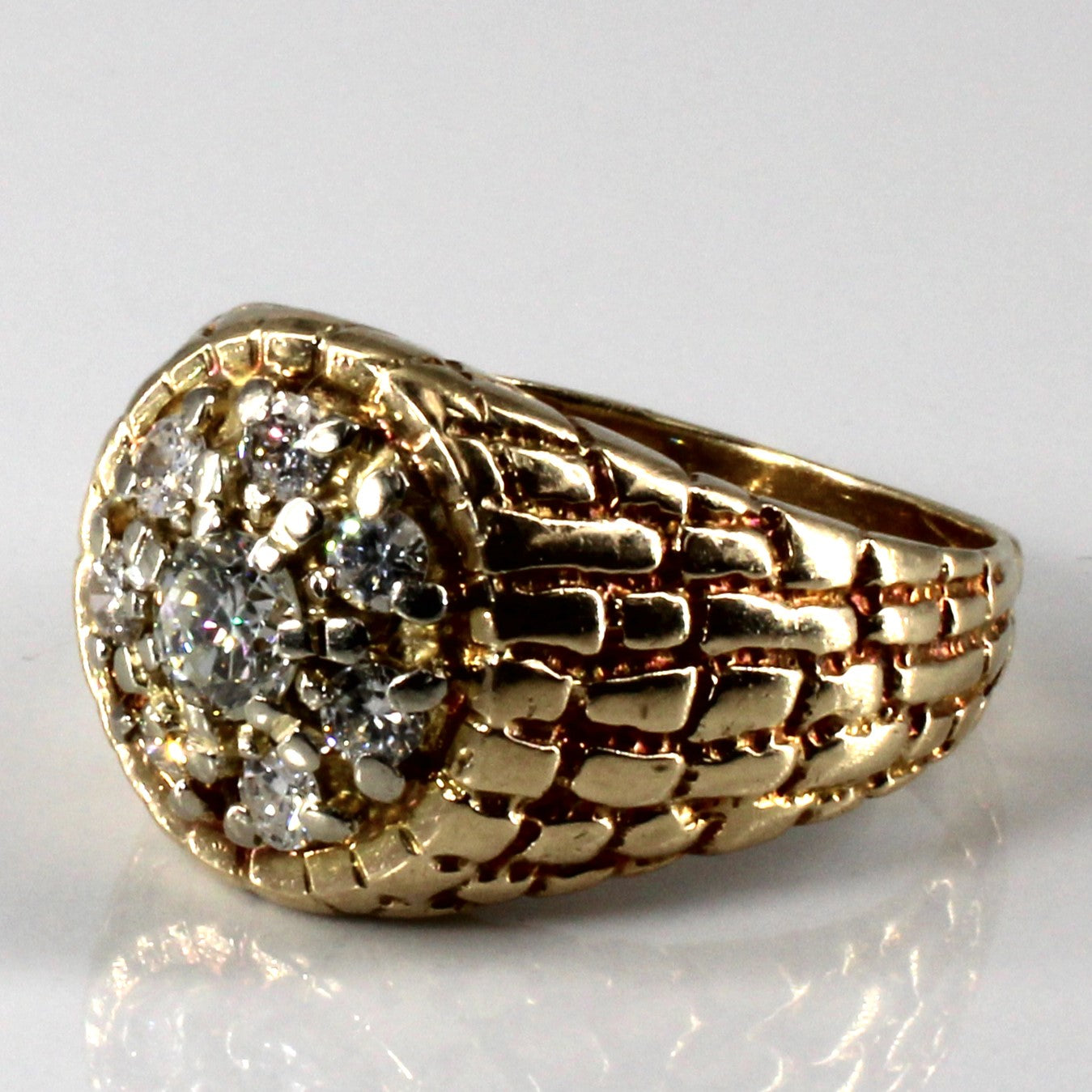 Cluster Set Diamond Textured Dome Ring| 1.00ctw | SZ 9.5 |