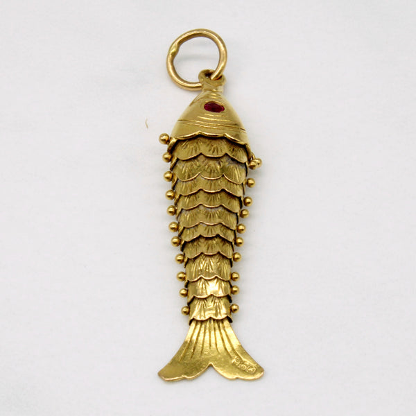 Synthetic Ruby Fish 22k Pendant | 0.12ctw |