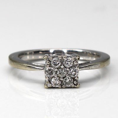 Cluster Diamond White Gold Ring | 0.14ctw | SZ 4 |