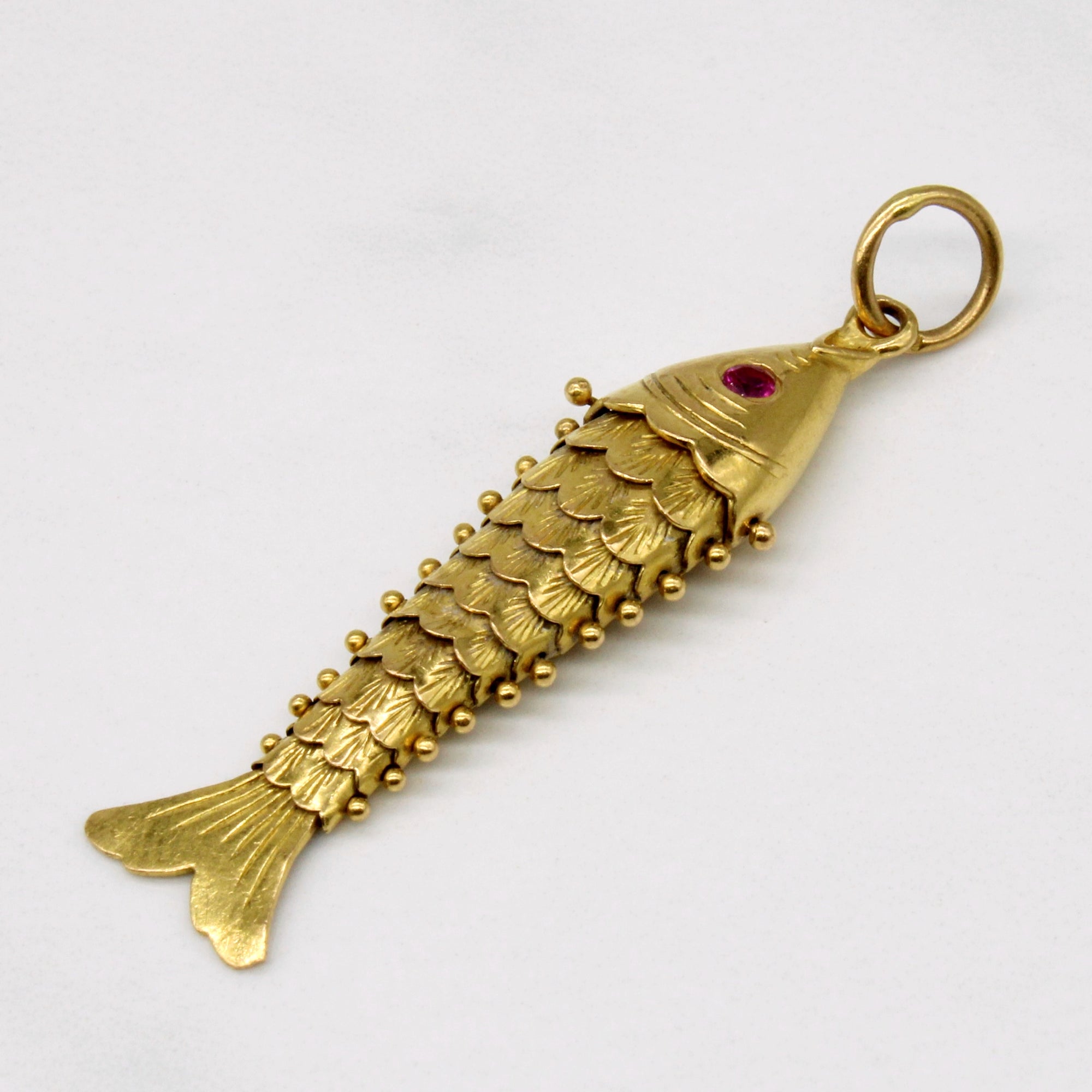 Synthetic Ruby Fish 22k Pendant | 0.12ctw |