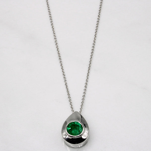 Emerald Teardrop Pendant & 14k Necklace | 1.10ct | 18