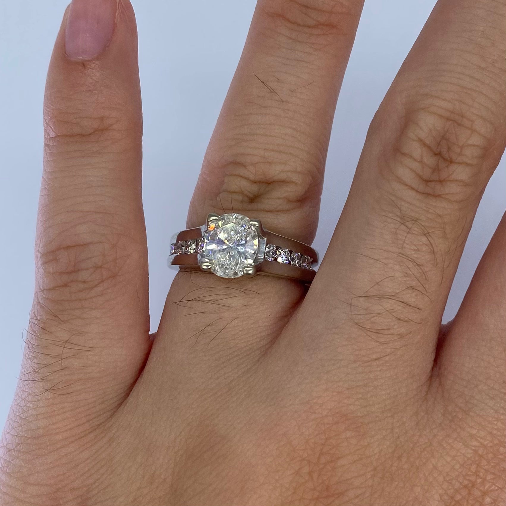 Bague de fiançailles en diamant taille ovale | 1,66 ct | Taille 6 | 
