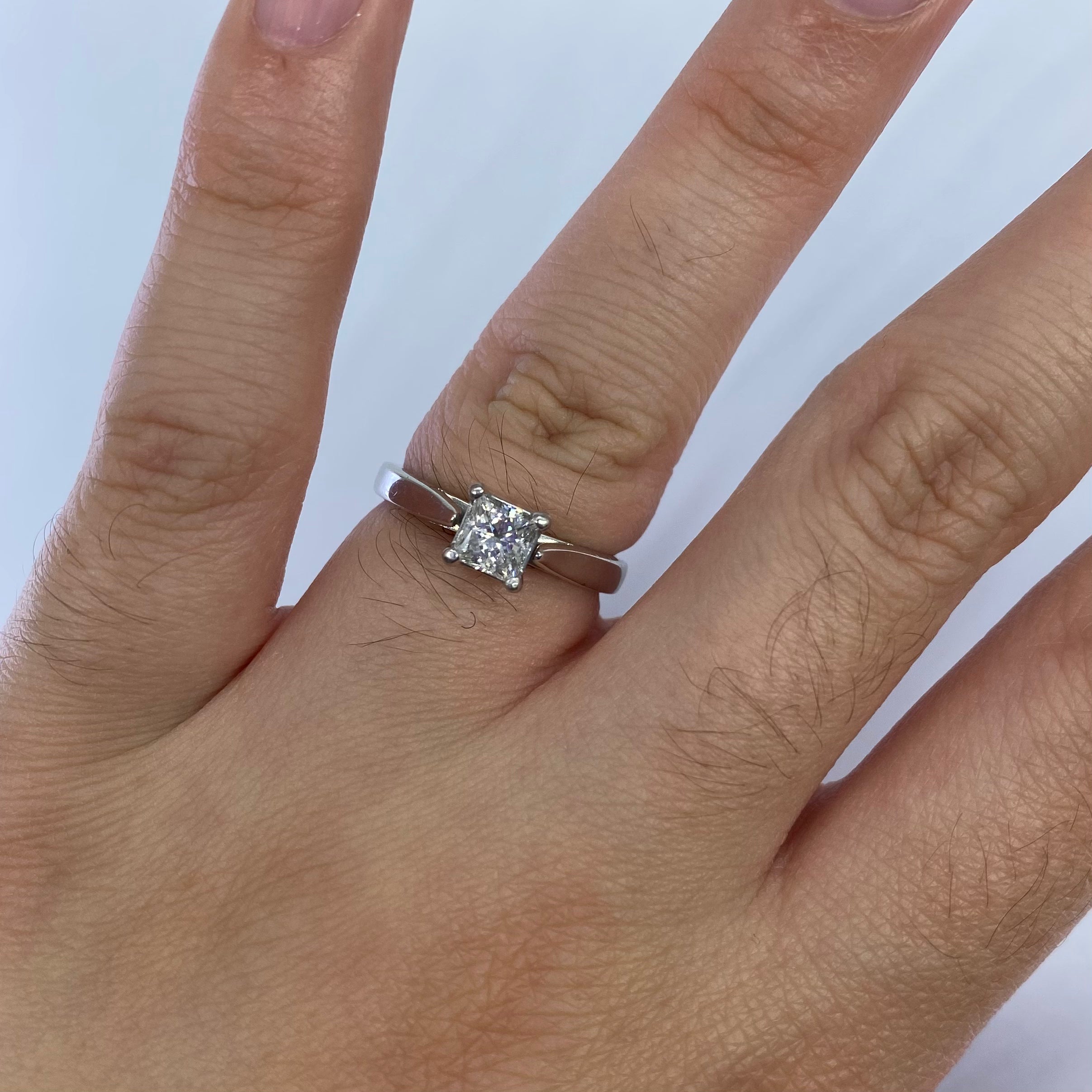 Cathedral Set Princess Diamond Engagement Ring | 0.51ct VVS1 E | SZ 5.25 |