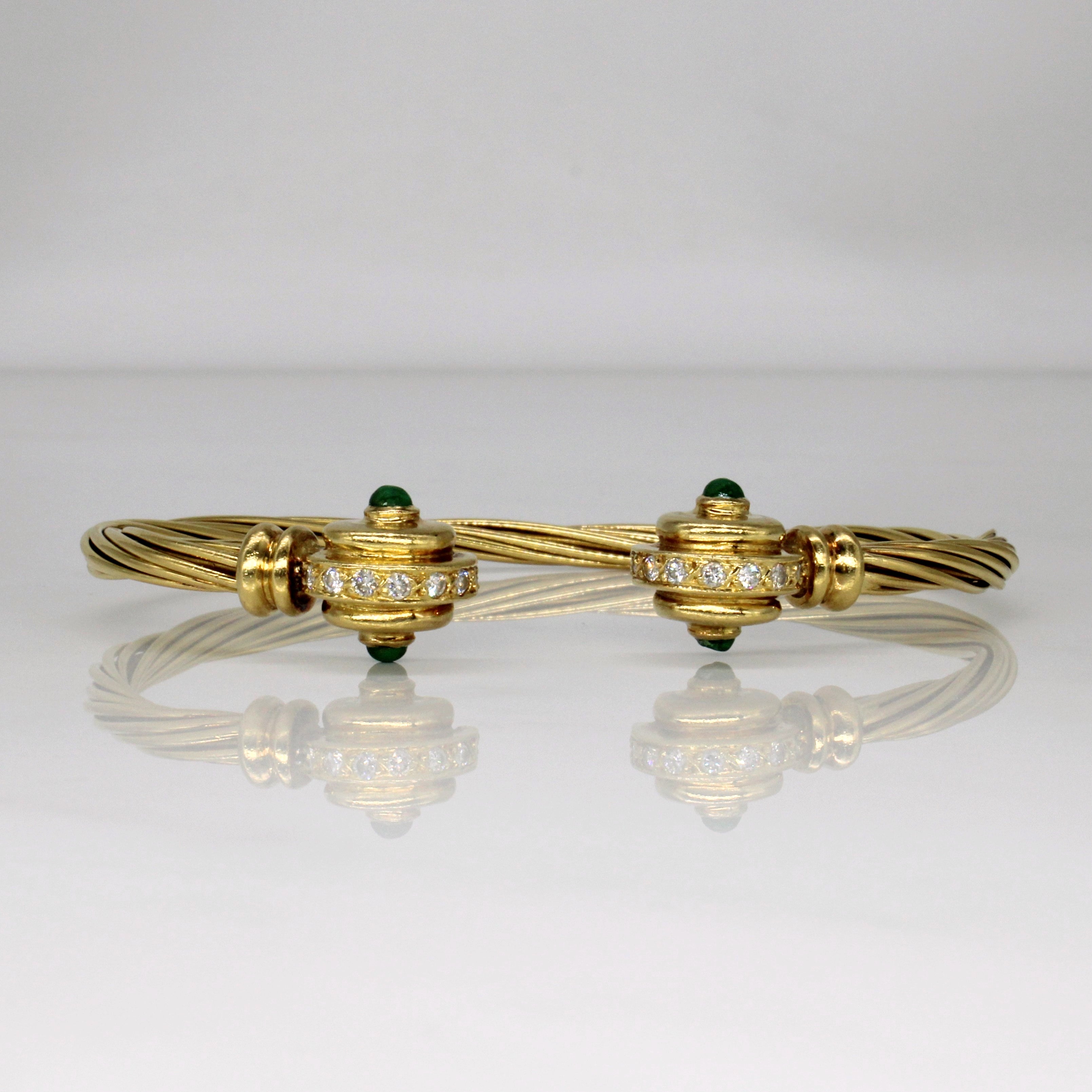 Bracelet ouvert émeraude et diamants | 0,52 ct, 0,24 ct | Taille 7 |
