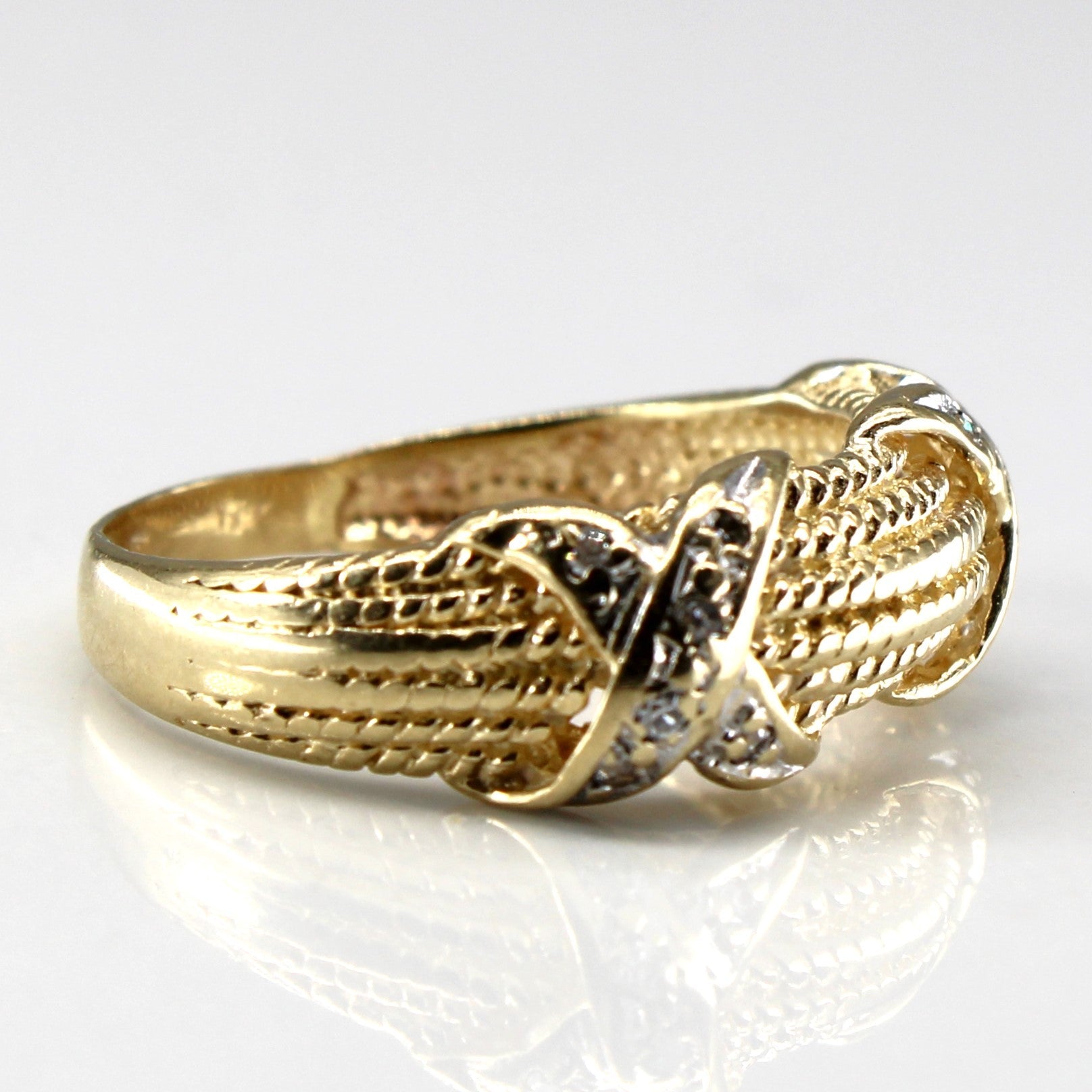Crossover Textured Diamond Ring | 0.06ctw | SZ 6.75 |