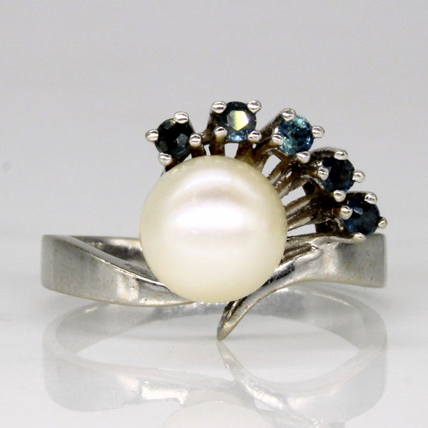 Pearl & Sapphire Cocktail Ring | 0.25ctw | SZ 8.25 |