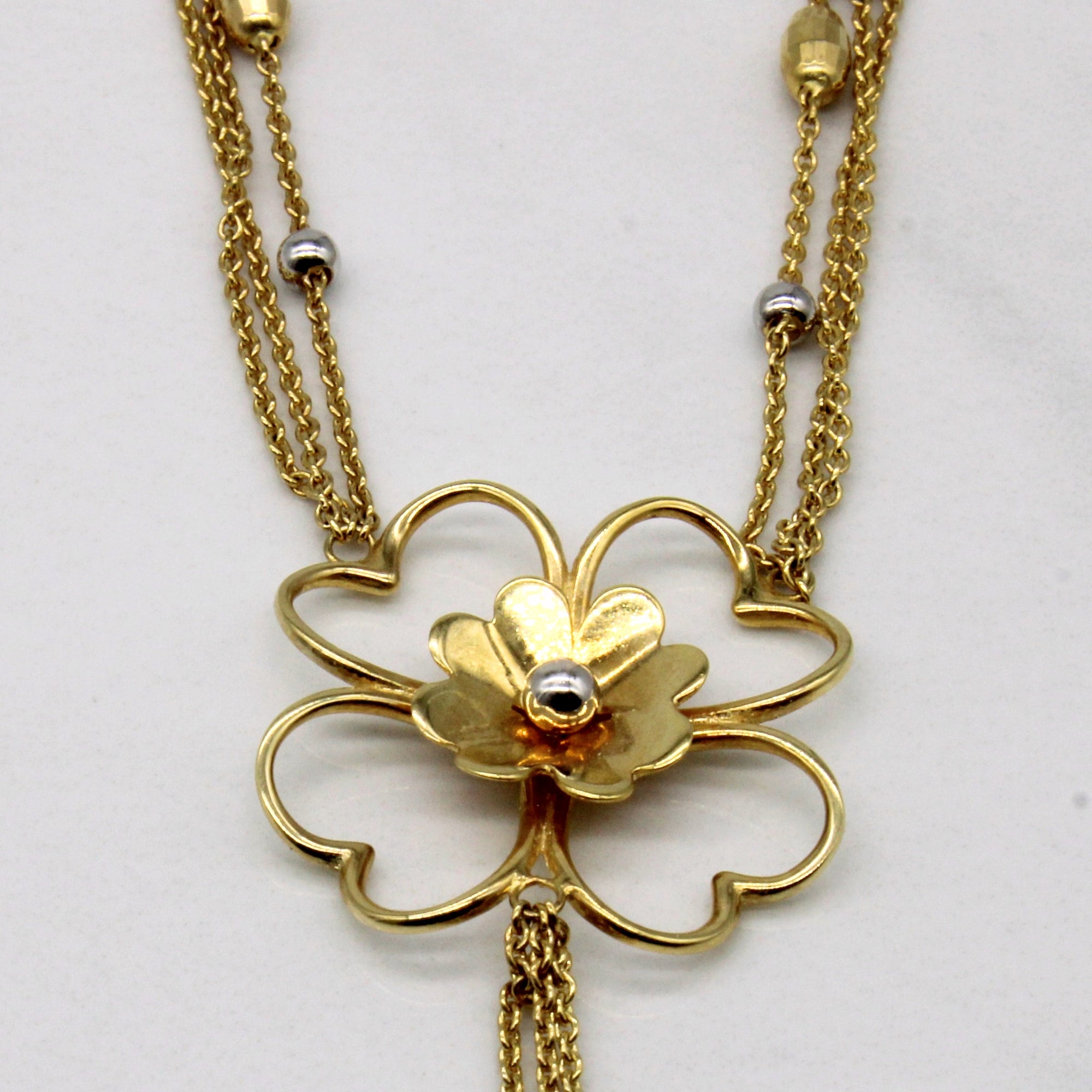 14k Two Tone Gold Floral Necklace | 17