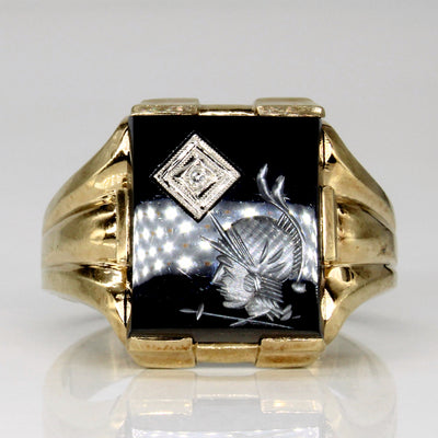 Intaglio Hematite & Diamond Ring | 7.00ct, 0.01ct | SZ 10.25 |