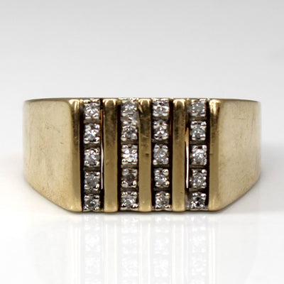 Grid Set Diamond Wide Ring | 0.20ctw | SZ 9.5 |