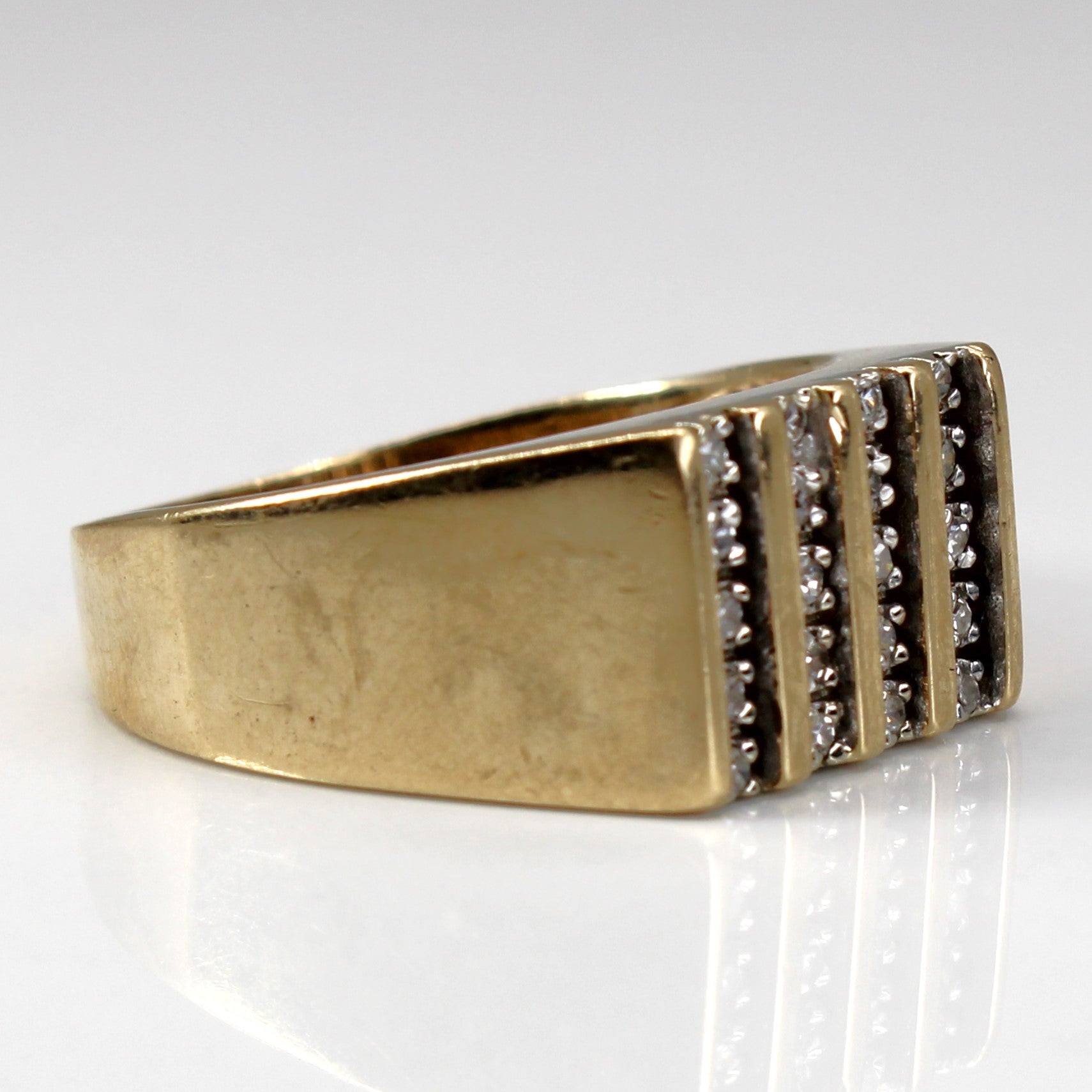 Grid Set Diamond Wide Ring | 0.20ctw | SZ 9.5 |