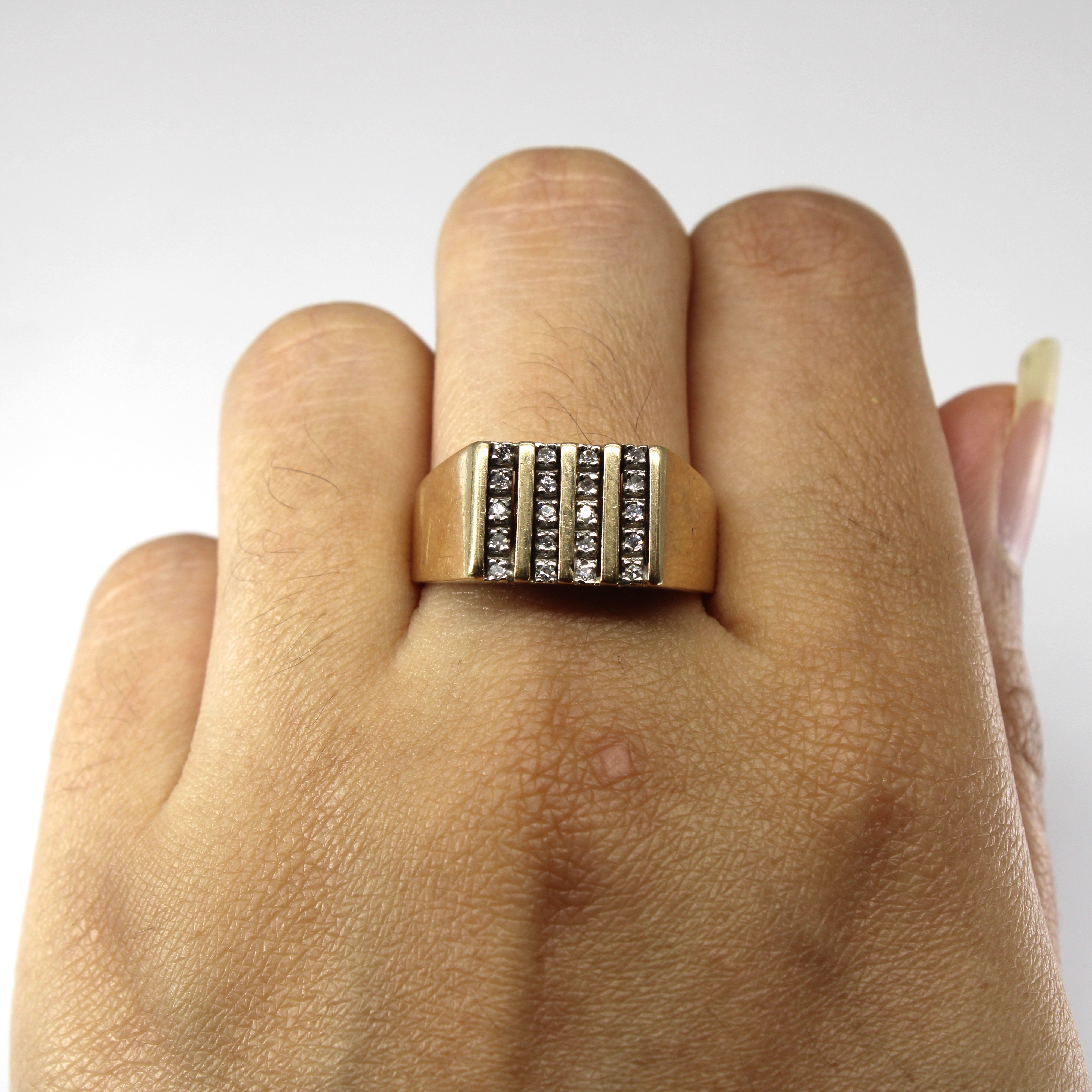 Grid Set Diamond Wide Ring | 0.20ctw | SZ 9.5 |