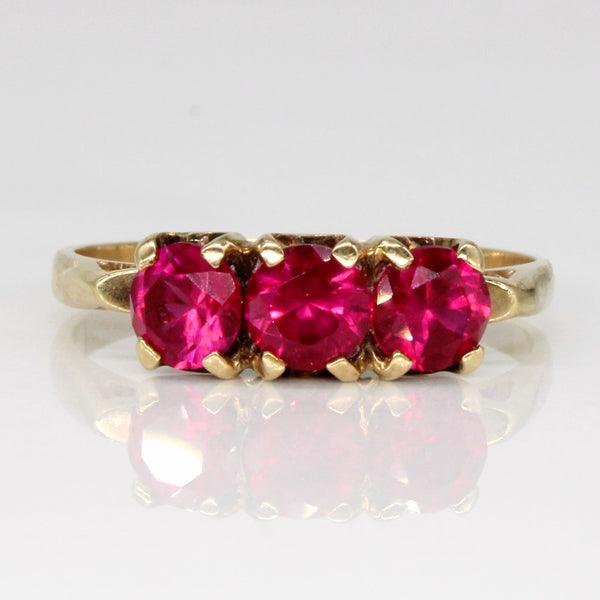 Synthetic Ruby Three Stone Ring | 1.50ctw | SZ 8.5 |
