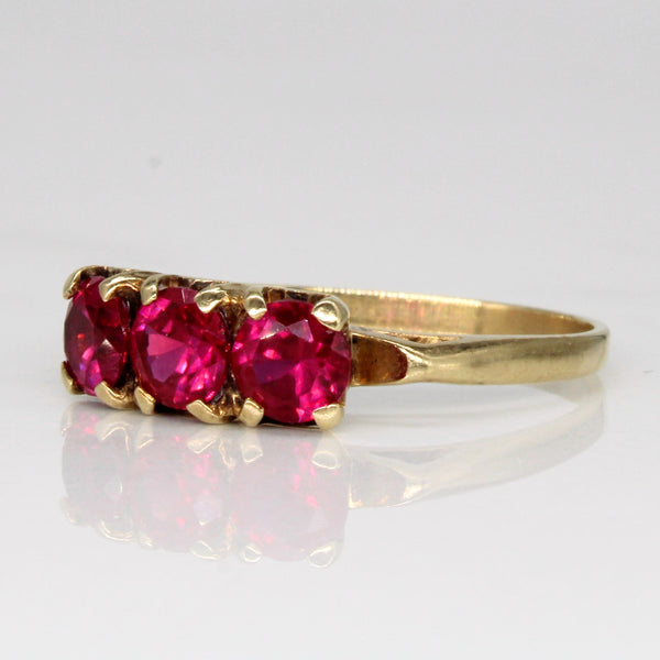Synthetic Ruby Three Stone Ring | 1.50ctw | SZ 8.5 |