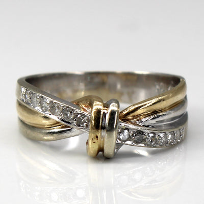 Crossover Two Tone Gold Diamond Ring | 0.12ctw | SZ 6.25 |