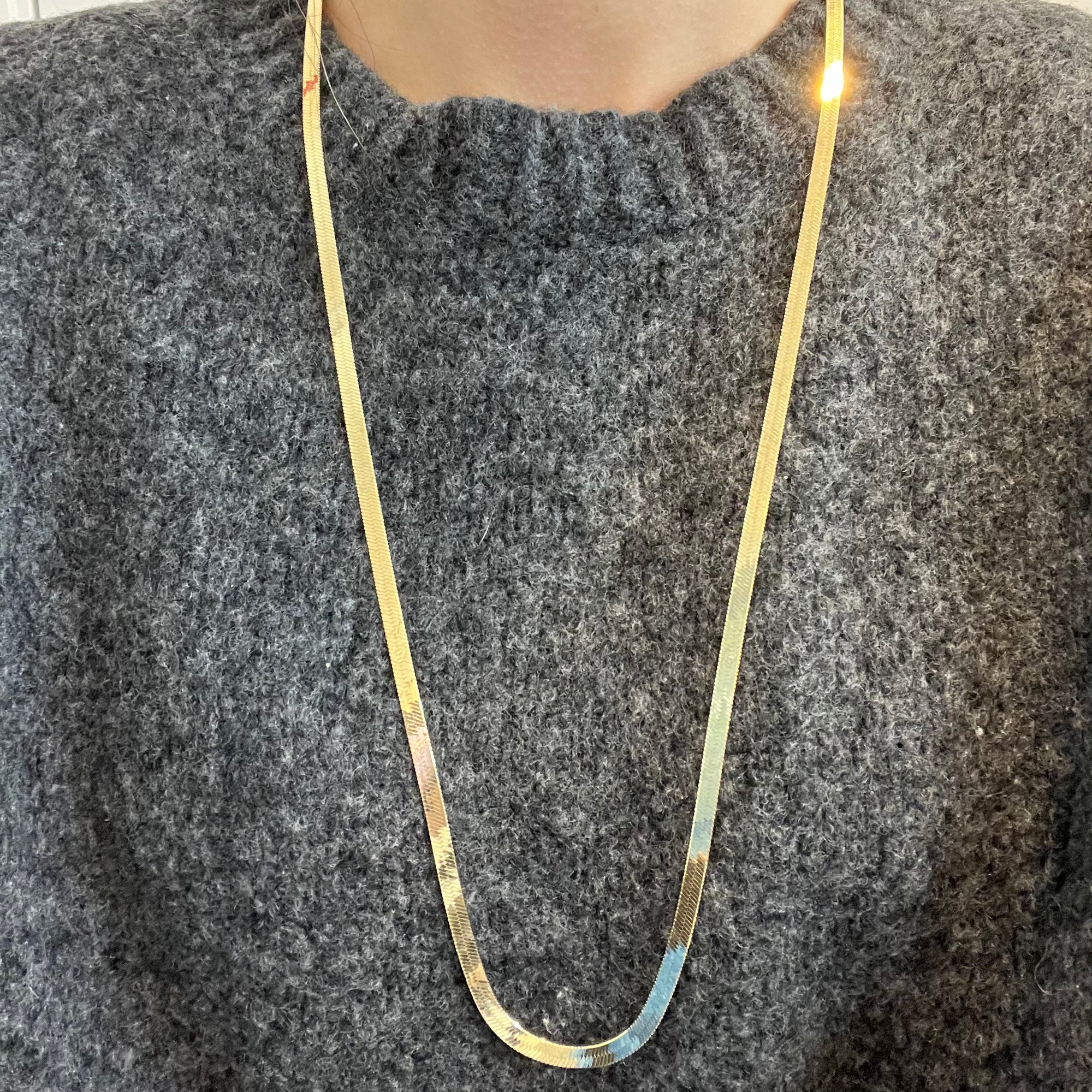 14k Yellow Gold Herringbone Chain | 30