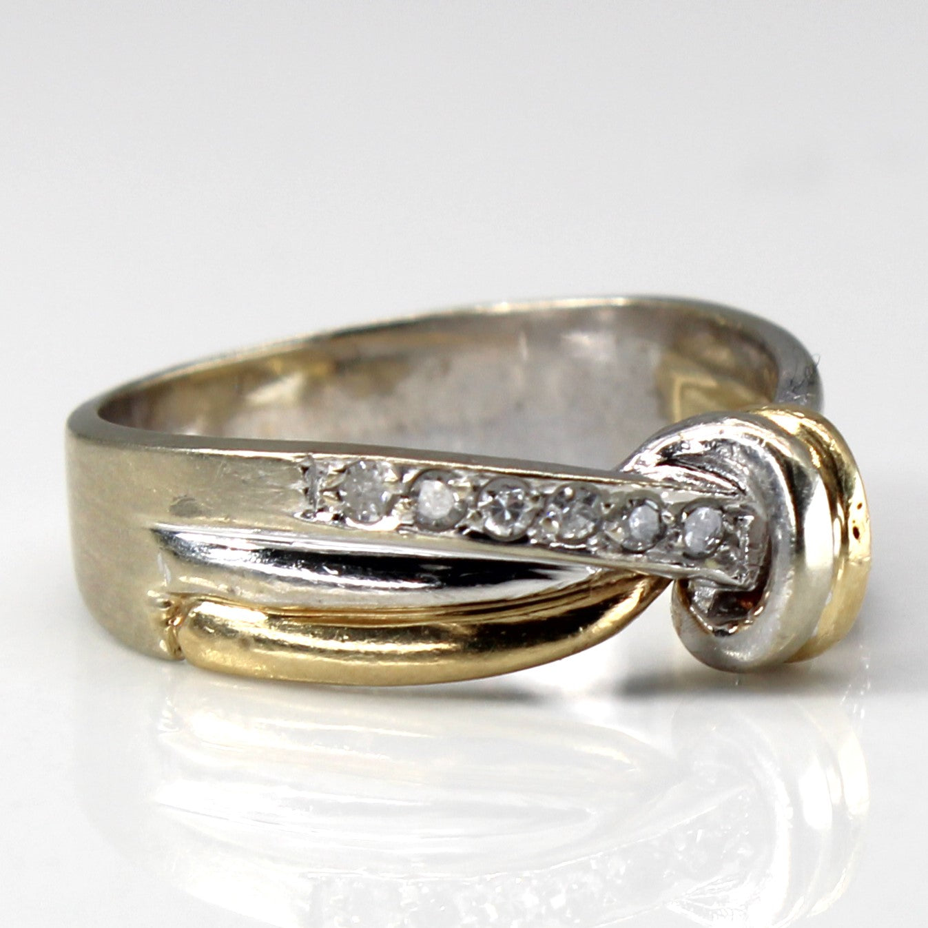 Crossover Two Tone Gold Diamond Ring | 0.12ctw | SZ 6.25 |