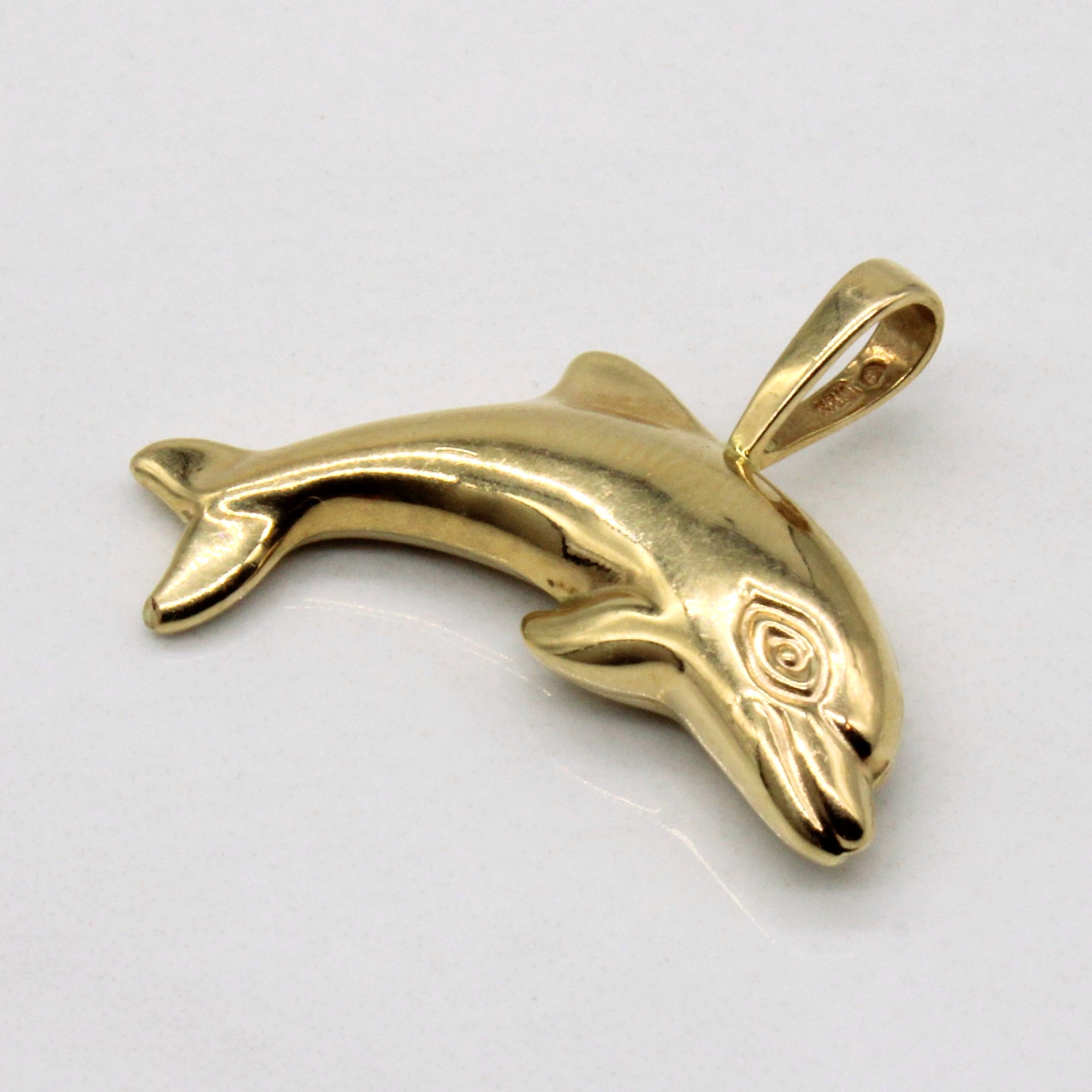 14k Yellow Gold Dolphin Pendant