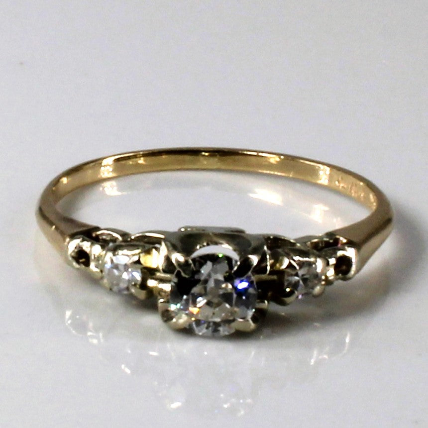 Bague vintage trois diamants | 0,33 ct au total | Taille 6 | 