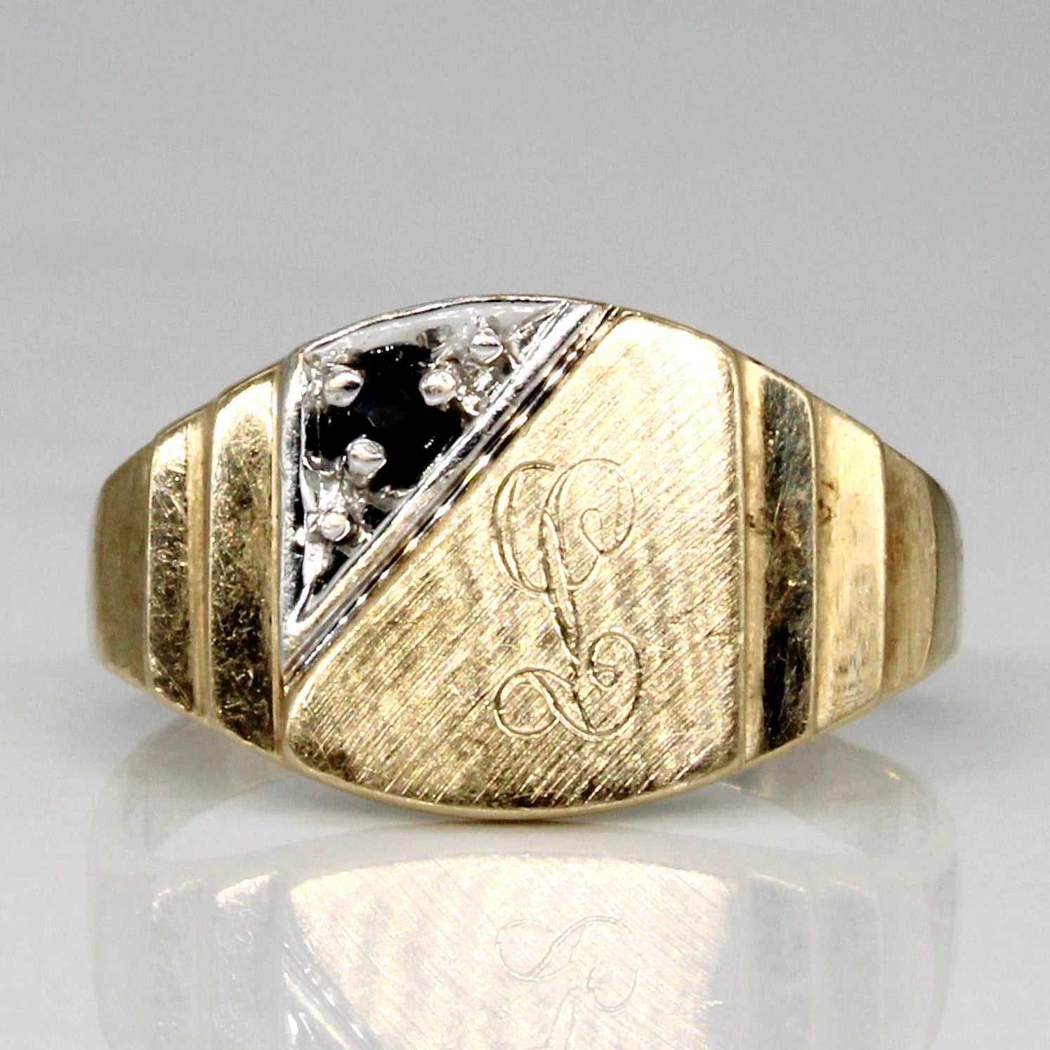 Sapphire 'L' Initial Ring | 0.02ct | SZ 3.5 |