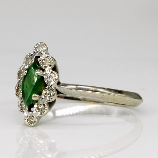 Emerald & Diamond Cocktail 18k Ring | 0.16ct, 0.05ctw | SZ 5 |