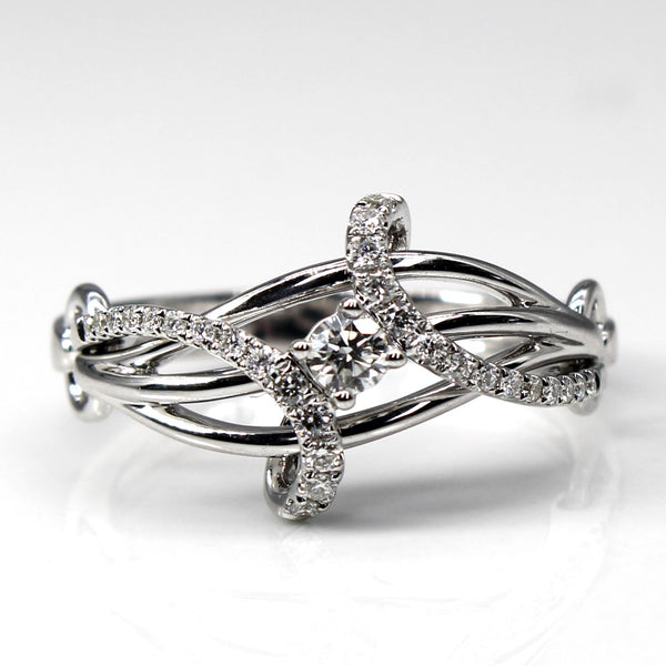 Pave Set Diamond Bypass Ring | 0.24ctw | SZ 7.25 |