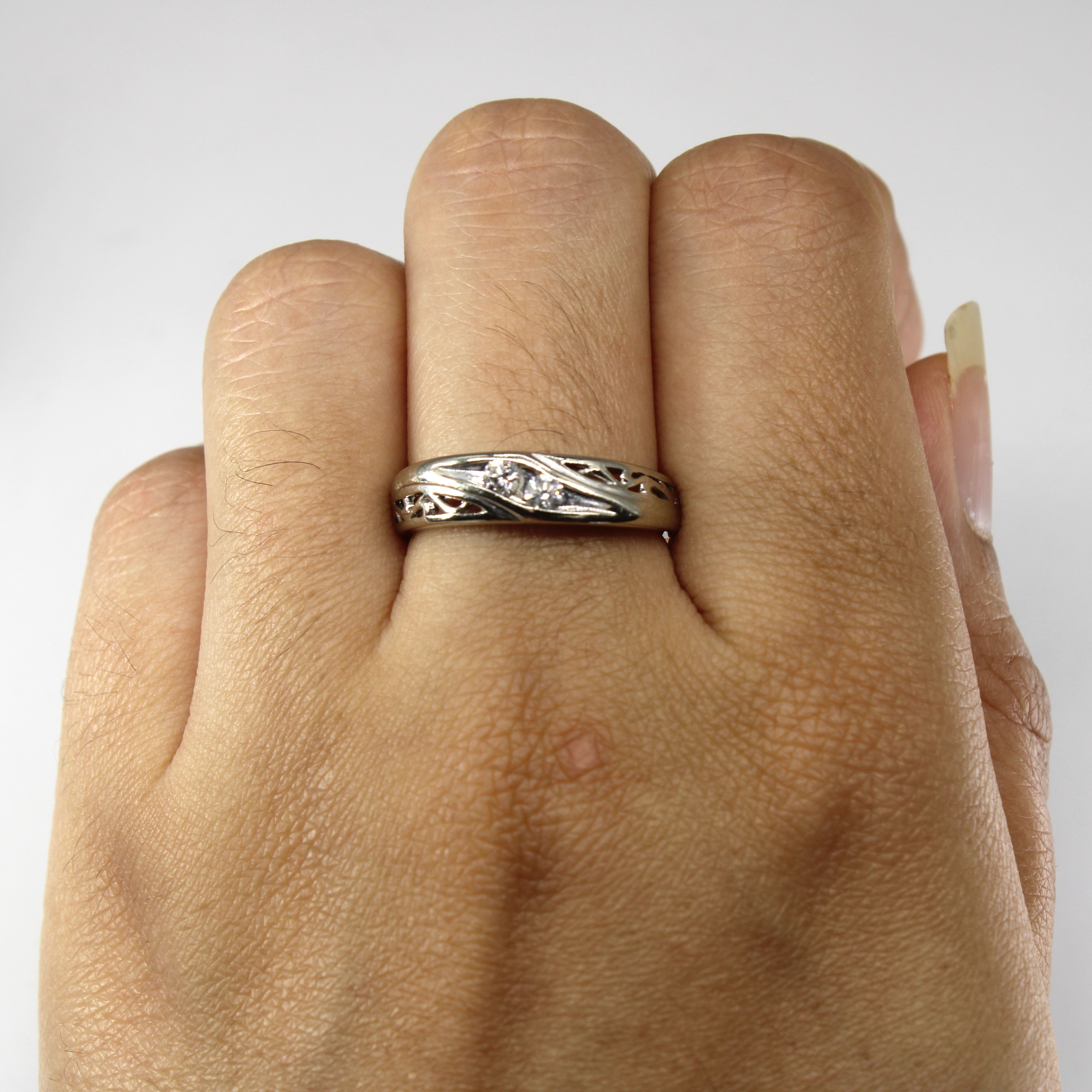 Two Stone Diamond White Gold Ring | 0.10ctw | SZ 7.5 |