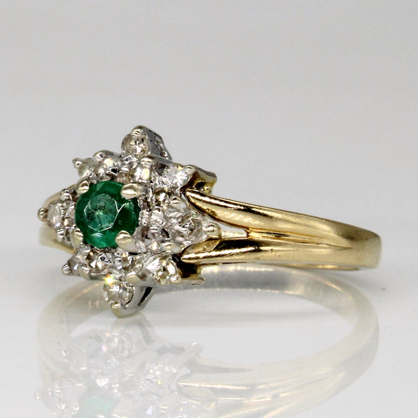 Diamond & Emerald Cluster Set Ring | 0.18ctw, 0.17ct | SZ 6.25 |
