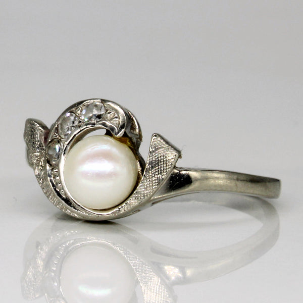 Pearl & Diamond Bypass Ring | 0.09ctw | SZ 6.5 |