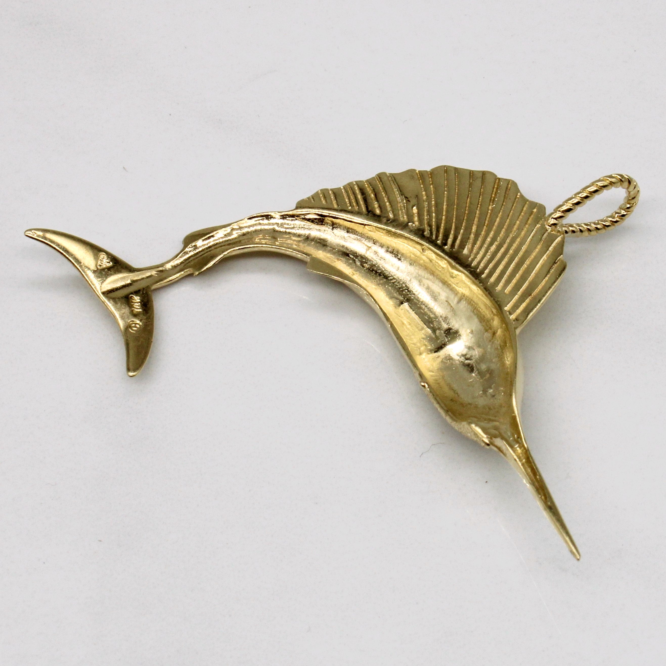 10k Yellow Gold Swordfish Pendant
