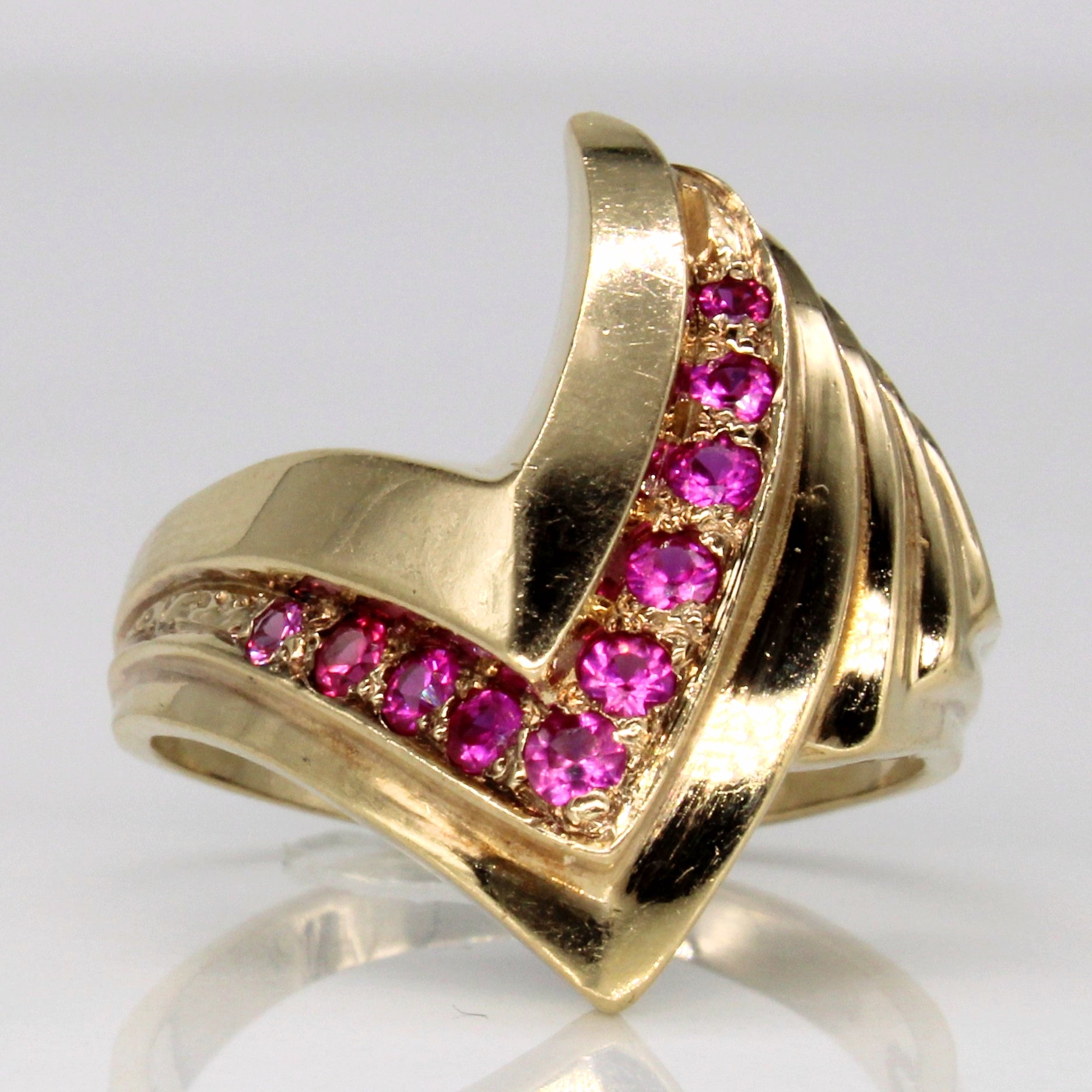 Synthetic Ruby Cocktail Ring | 0.50ctw | SZ 9.75 |