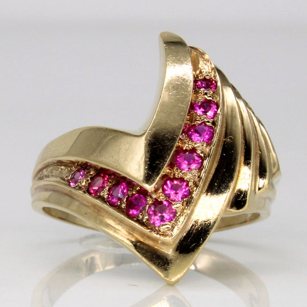 Synthetic Ruby Cocktail Ring | 0.50ctw | SZ 9.75 |