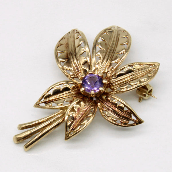 Vintage 1961 London Amethyst Flower Brooch | 0.36ct |