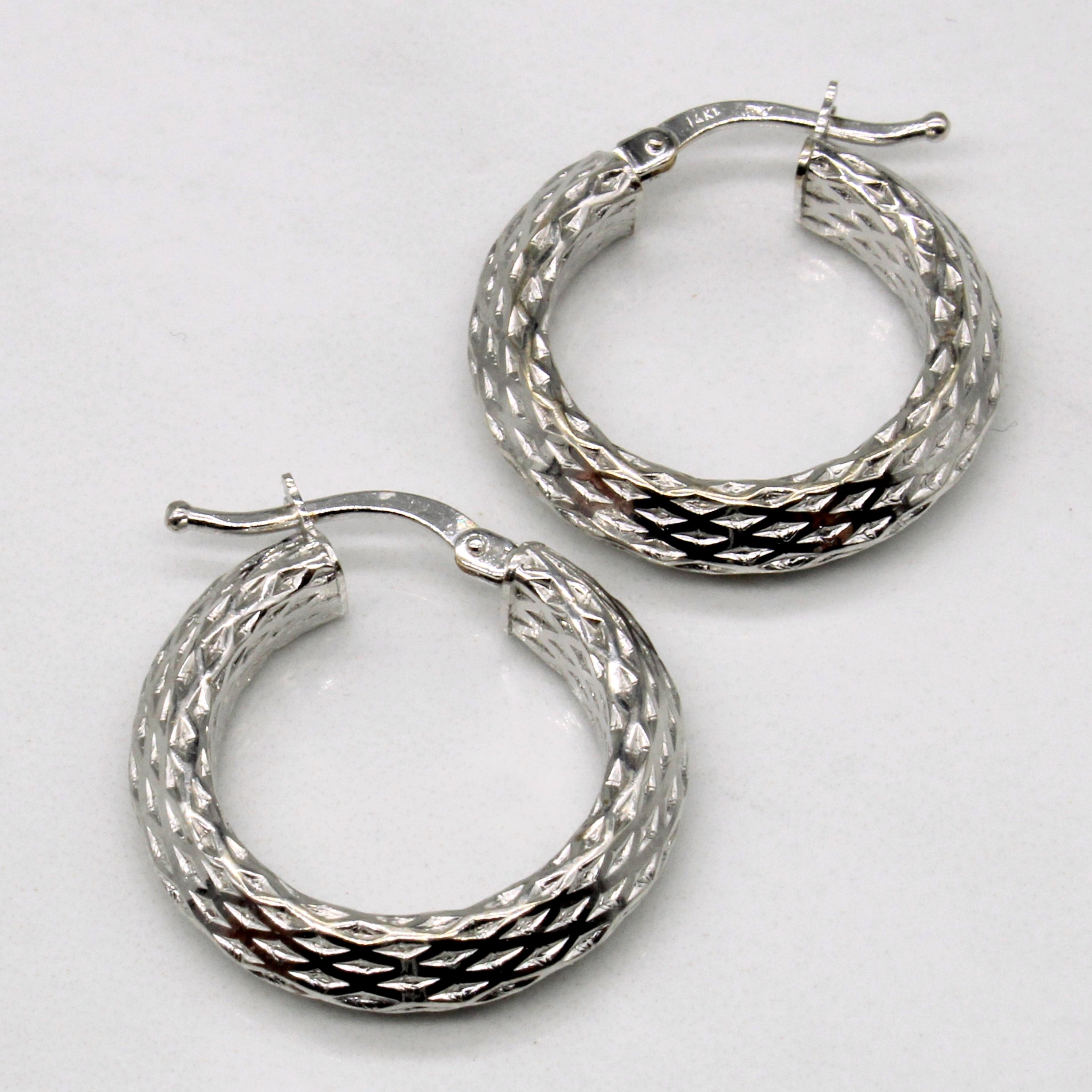 14k White Gold Hoop Earrings