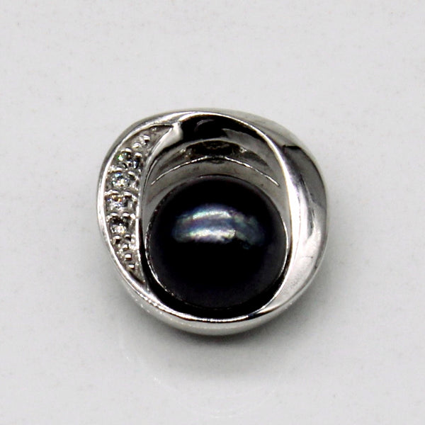 Black Pearl & Diamond Pendant | 0.02ctw |