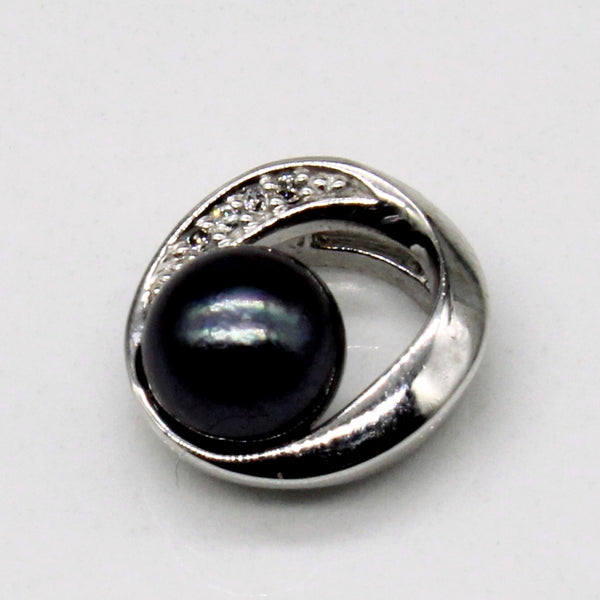Black Pearl & Diamond Pendant | 0.02ctw |