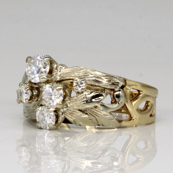 Abstract Diamond 10k Yellow Gold Ring | 0.77ctw | SZ 6.5 |