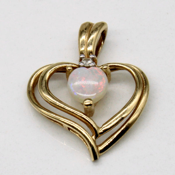 Opal & Diamond Heart Pendant | 0.30ct, 0.01ct |