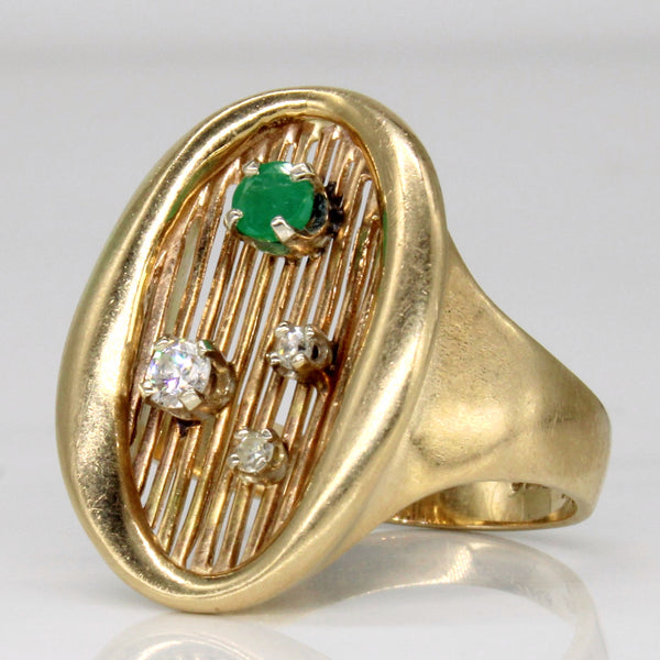 Emerald & Diamond Cocktail Ring | 0.11ct, 0.11ctw | SZ 7.25 |