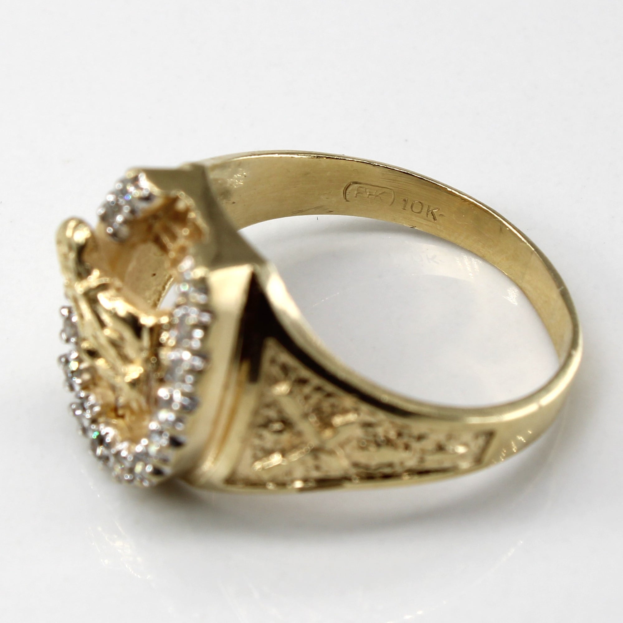 Diamond Horseshoe Gold Ring | 0.16ctw | SZ 10.75 |